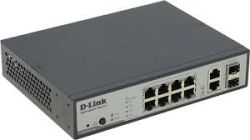 DES-1100-10P, Коммутатор D-Link DES-1100-10P 2 уровня с 8 портами 10/100Base-TX с поддержкой PoE и 2 комбо-портами 100/1000Base-T/SFP