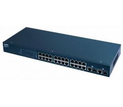 ES-1124 EE, ZyXEL 24-портовый коммутатор Fast Ethernet с 2 портами Gigabit Ethernet совмещенными с SFP-слотами
