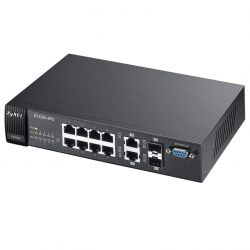 ES3500-8PD, ZyXEL 8-портовый управляемый коммутатор L2+ Fast Ethernet с 2 портами Gigabit Ethernet совмещенными с SFP-слотами